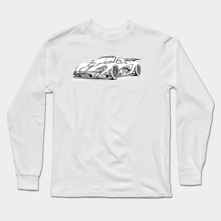 P1 GTR Supercar Racing Wireframe Long Sleeve T-Shirt